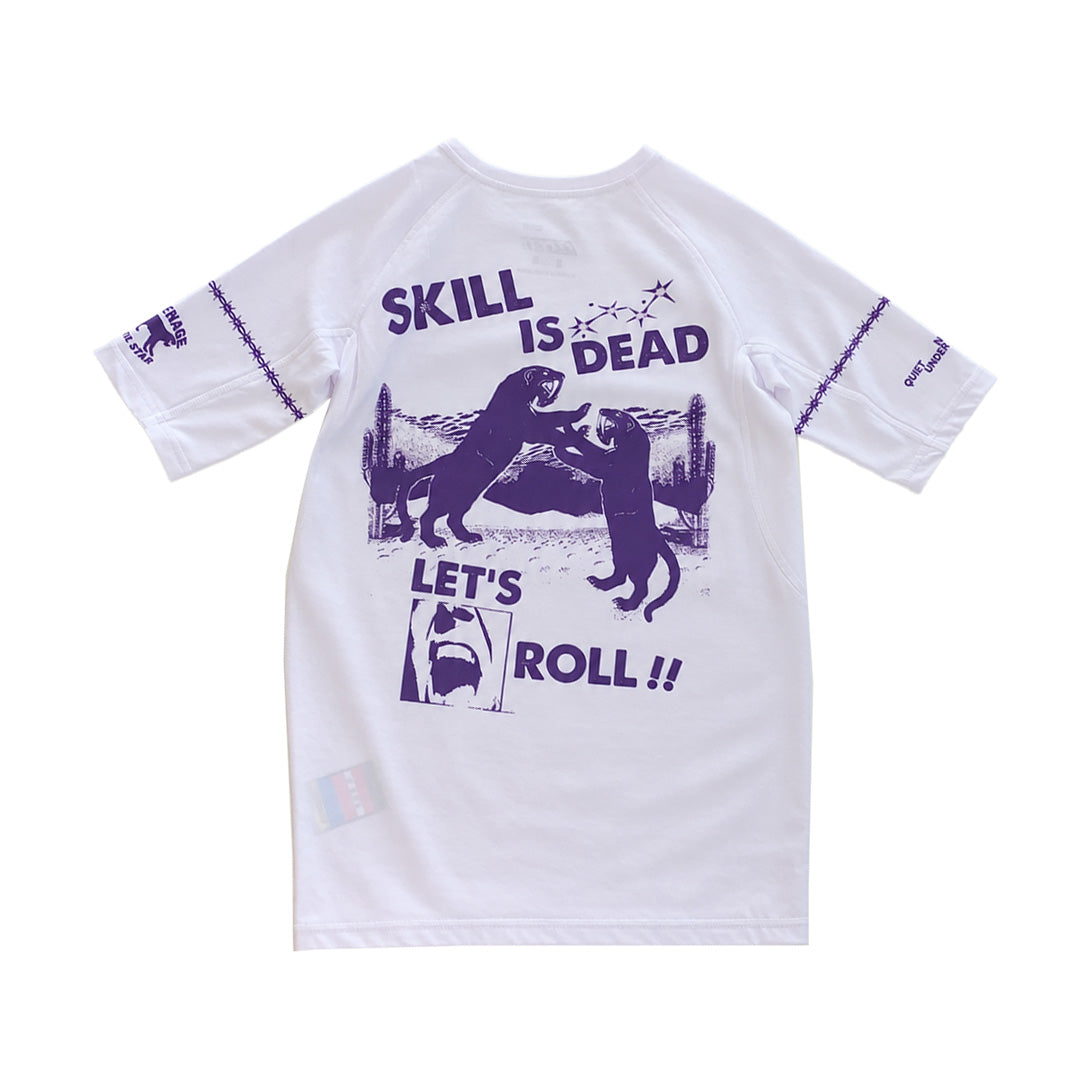 QUIET UNDER NONE X TEENAGE DEATH STAR WHITE RASHGUARD SHORT SLEEVE