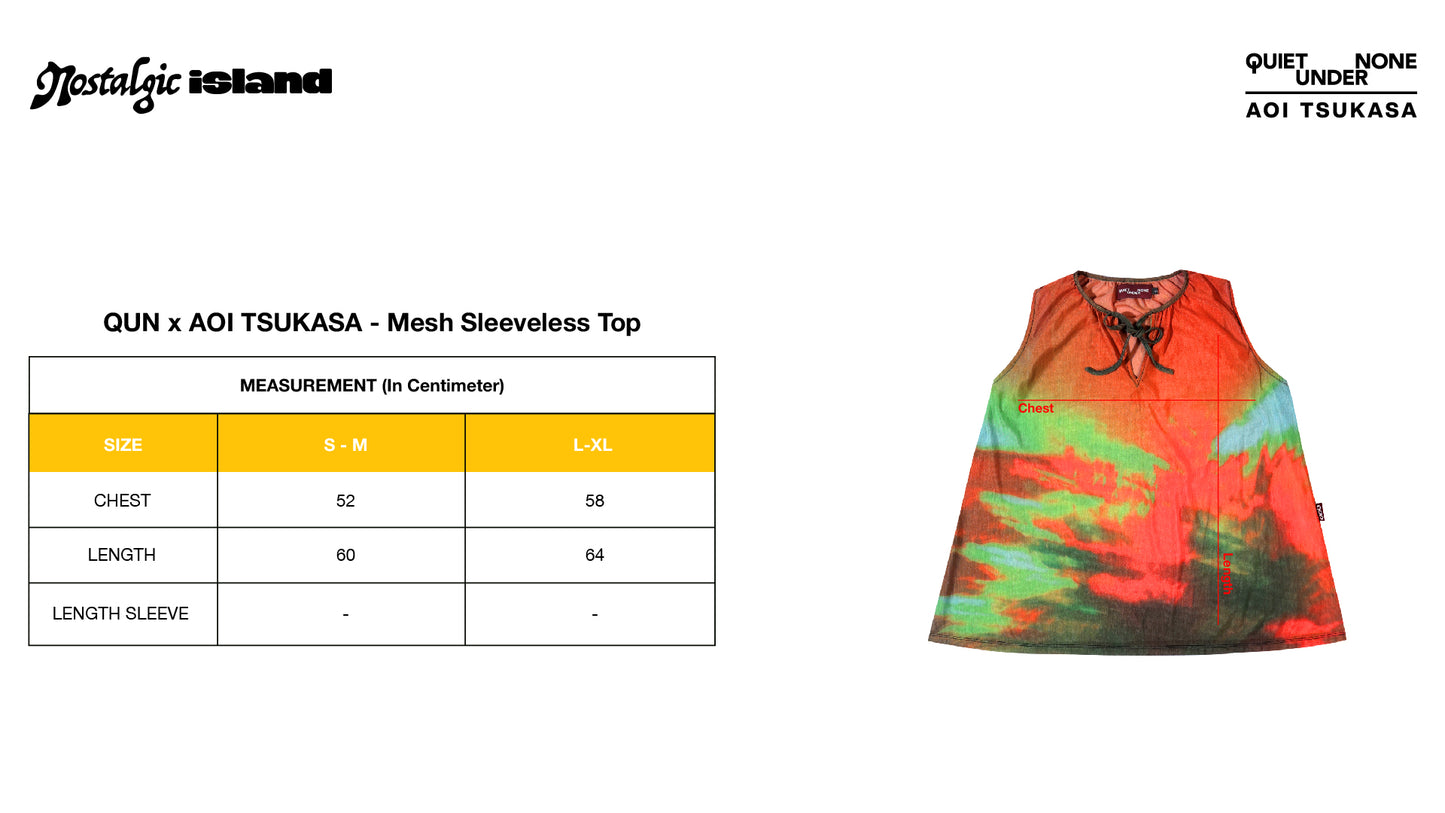 QUIET UNDER NONE X TSUKASA BLUR MESH SLEEVELEES TOP